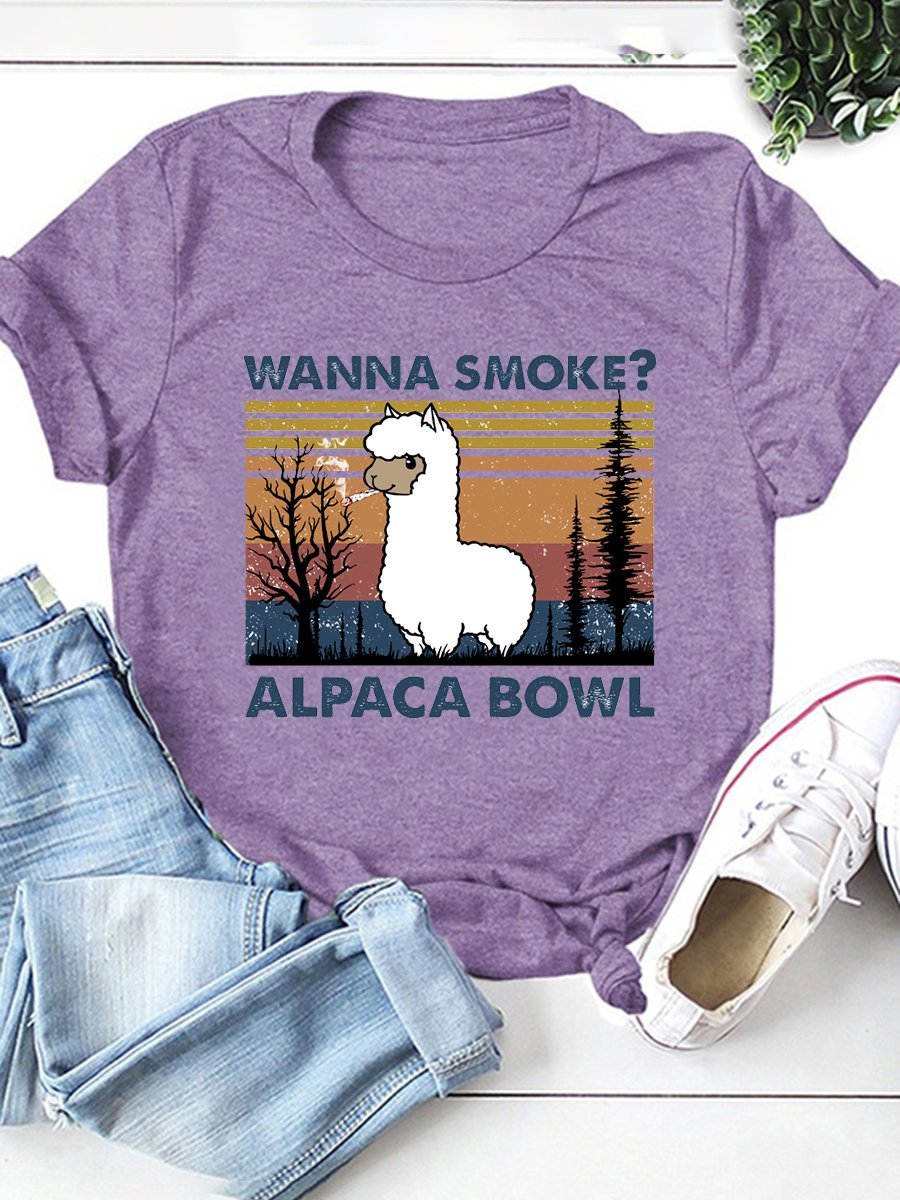 Wanna Smoke? Alpaca Bowl Graphic Tee