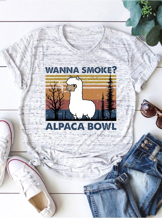 Wanna Smoke? Alpaca Bowl Graphic Tee