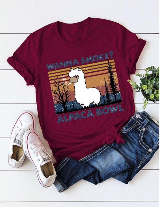 Wanna Smoke? Alpaca Bowl Graphic Tee