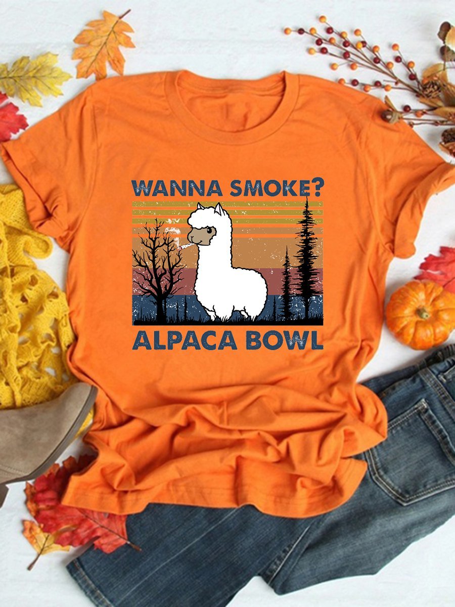 Wanna Smoke? Alpaca Bowl Graphic Tee