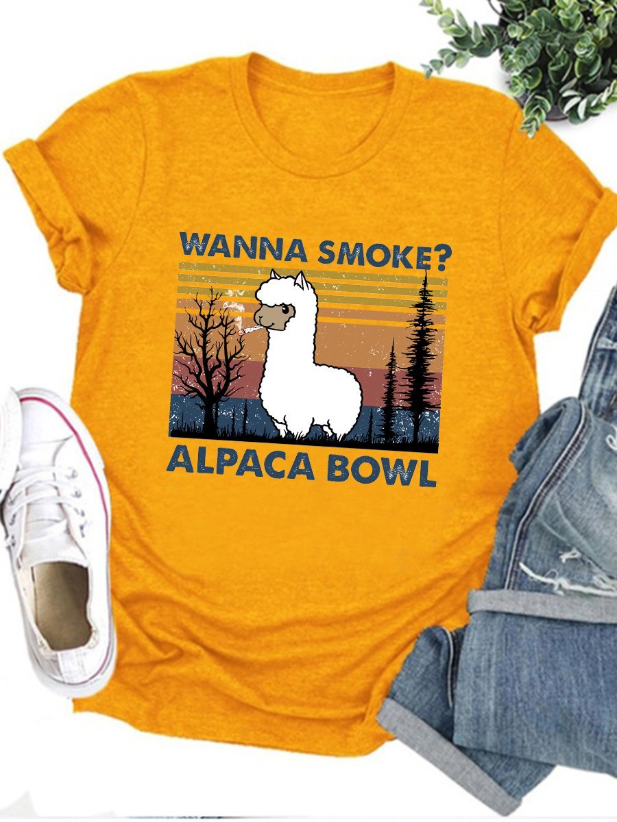 Wanna Smoke? Alpaca Bowl Graphic Tee