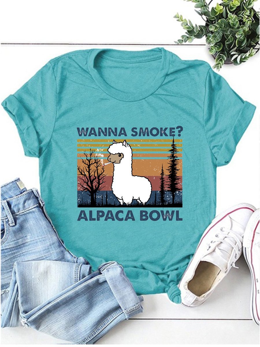 Wanna Smoke? Alpaca Bowl Graphic Tee