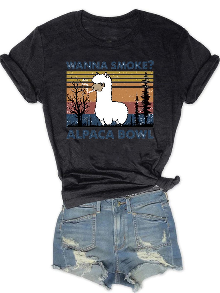 Wanna Smoke? Alpaca Bowl Graphic Tee