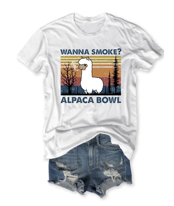 Wanna Smoke? Alpaca Bowl Graphic Tee