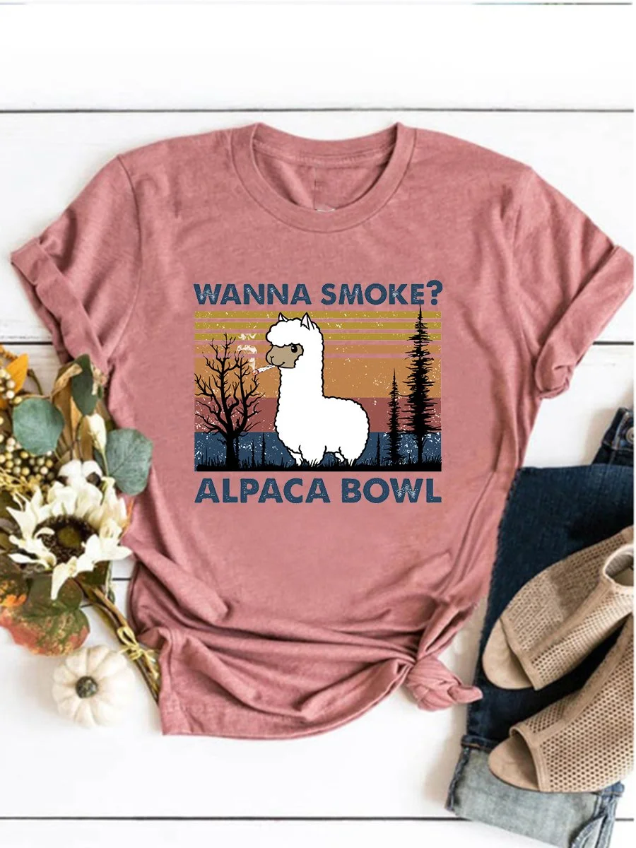 Wanna Smoke? Alpaca Bowl Graphic Tee