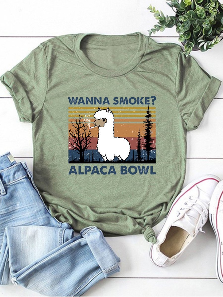 Wanna Smoke? Alpaca Bowl Graphic Tee