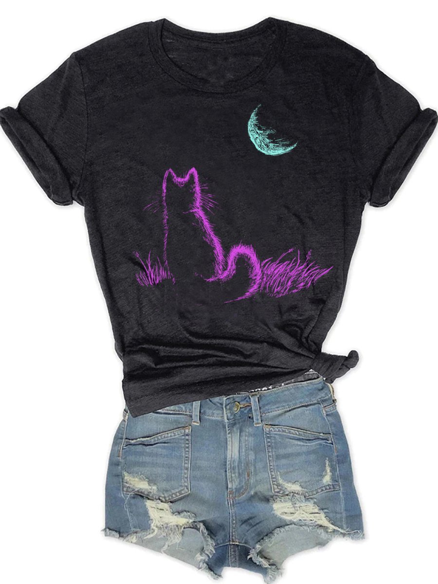 Cat & Moon Graphic Tee