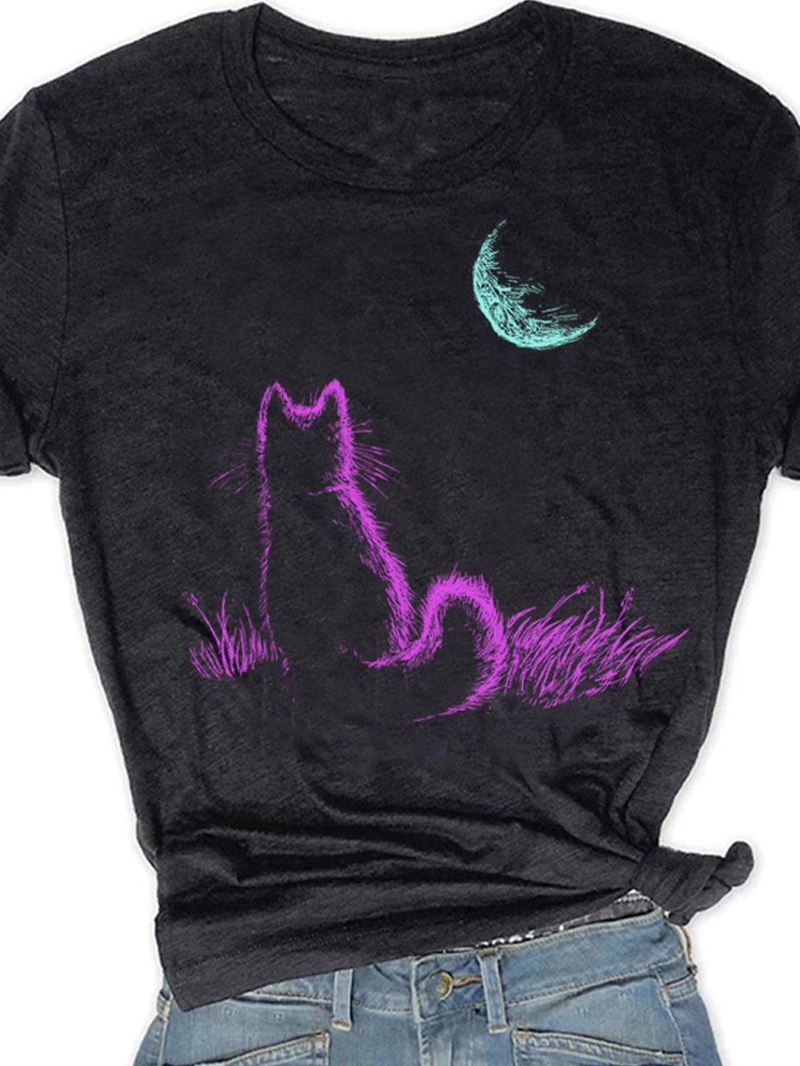 Cat & Moon Graphic Tee