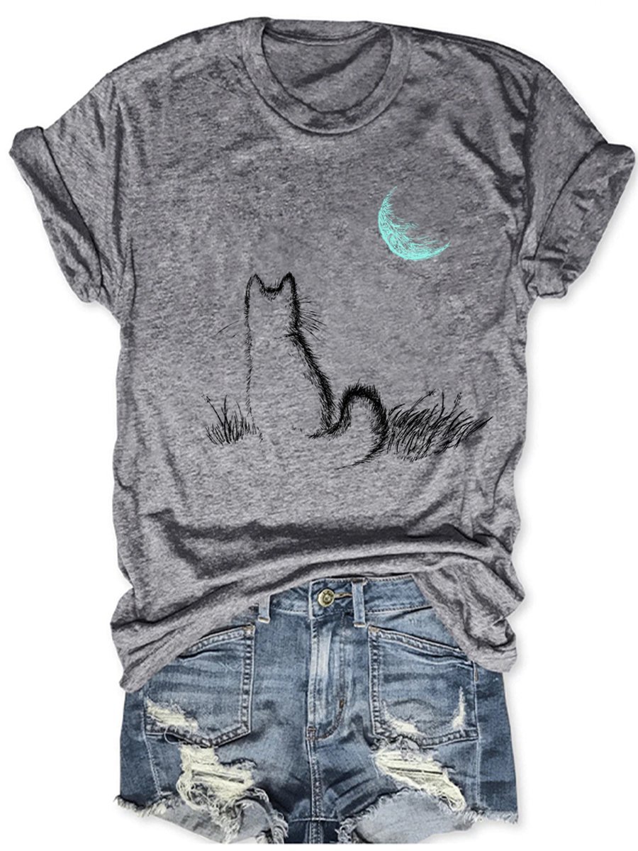 Cat & Moon Graphic Tee