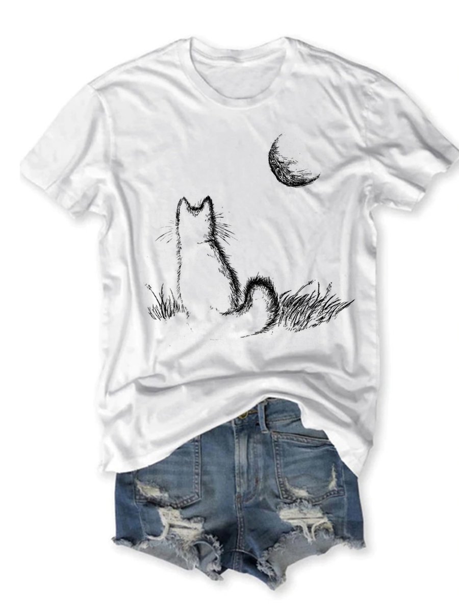 Cat & Moon Graphic Tee