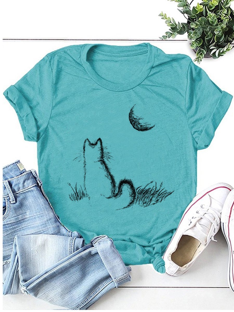 Cat & Moon Graphic Tee