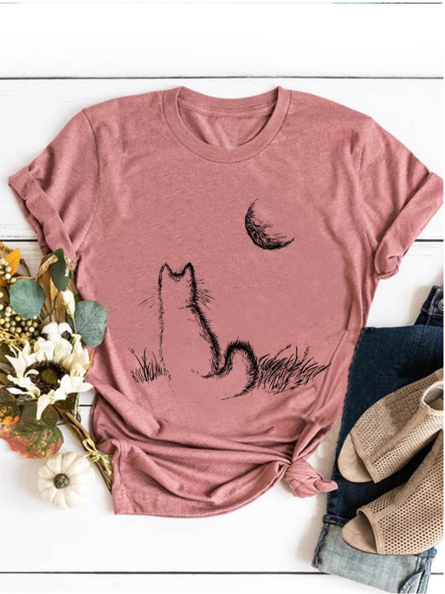 Cat & Moon Graphic Tee