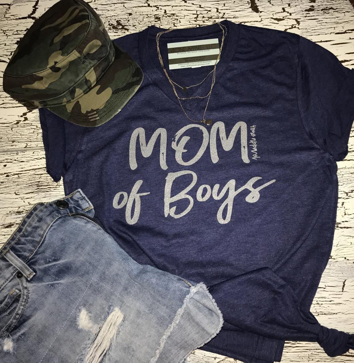 MOM OF BOYS Tri Blend Tee