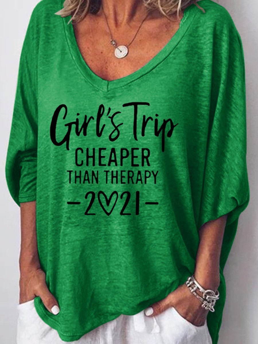 Girl's Trip Cheaper Than Therapy Women's V Neck T-Shirt