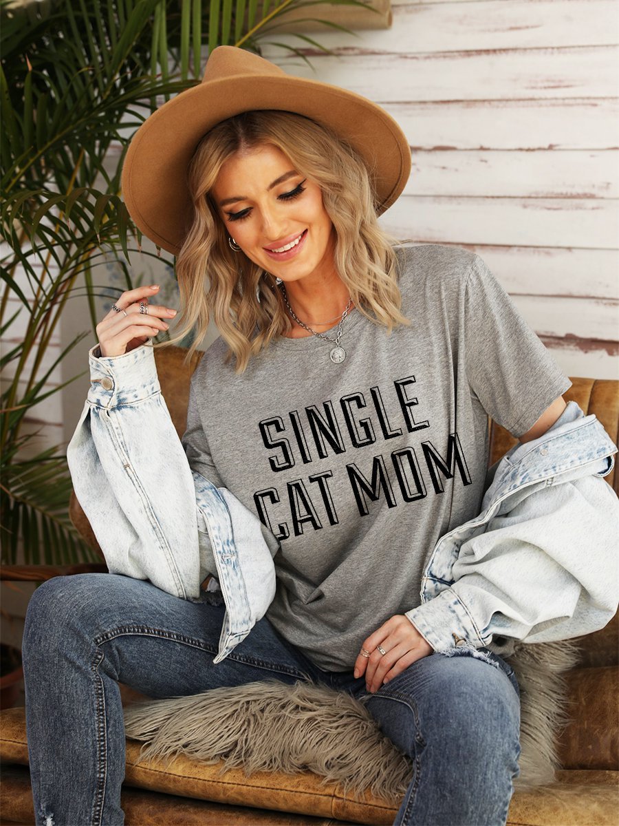 Mother's Day Single Cat Mom Graphic Tee