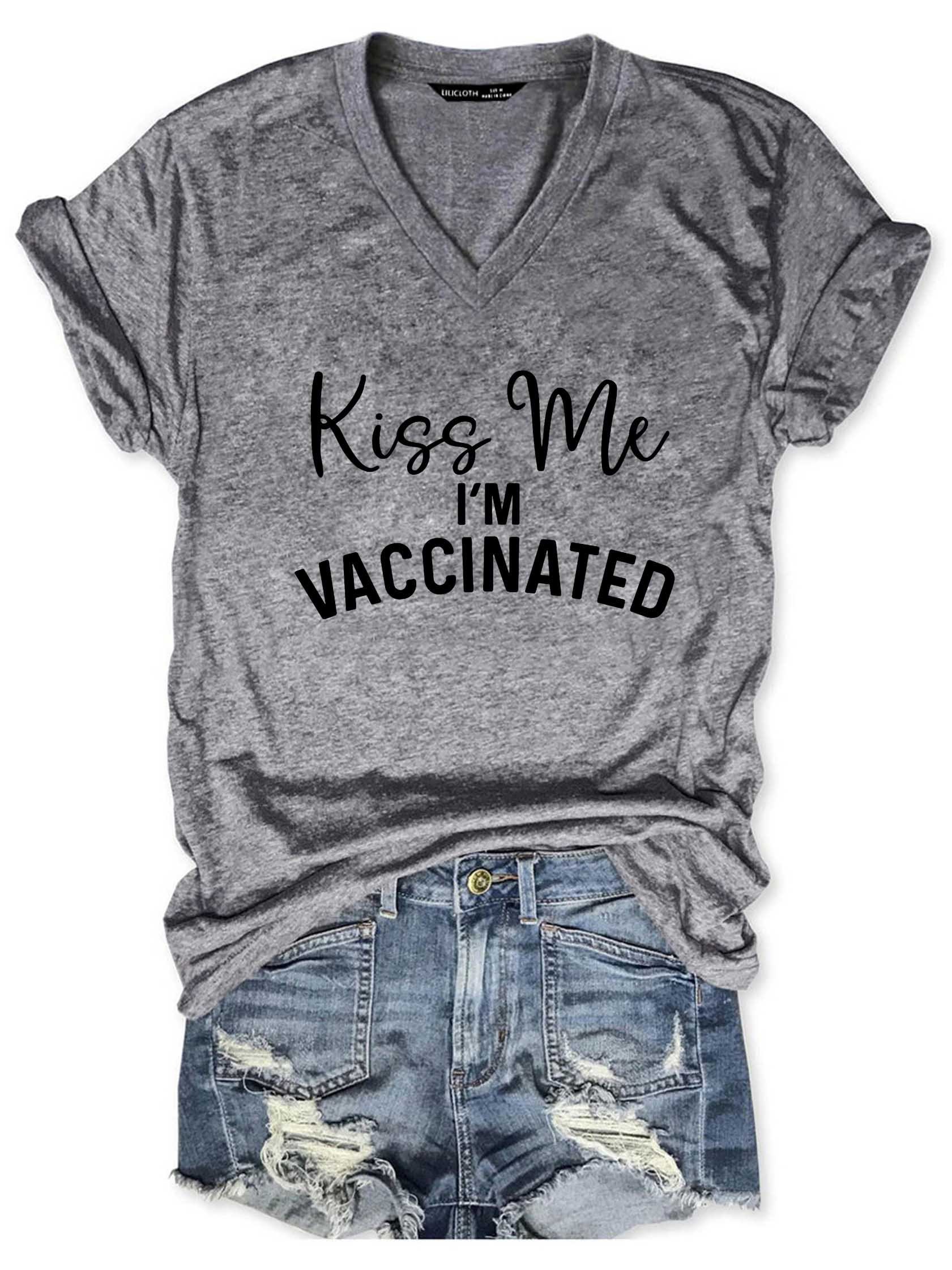 Kiss Me I'm Vaccinated coronavirus V-neck T-shirt