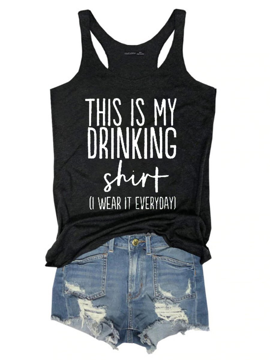 This Is My Drinking Tank Top Funny Saying Casual Women Tank & Cami