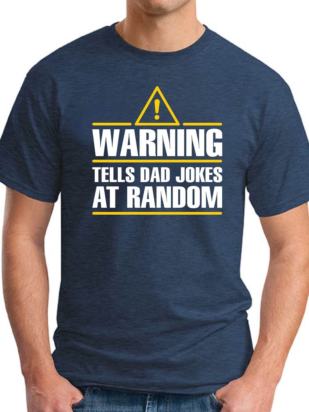 Warning Tells Dad Jokes At Random Men's round neck T-shirt