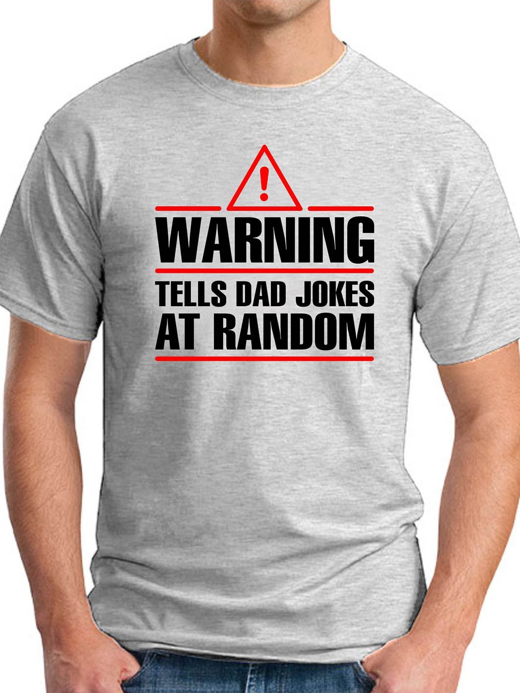 Warning Tells Dad Jokes At Random Men's round neck T-shirt