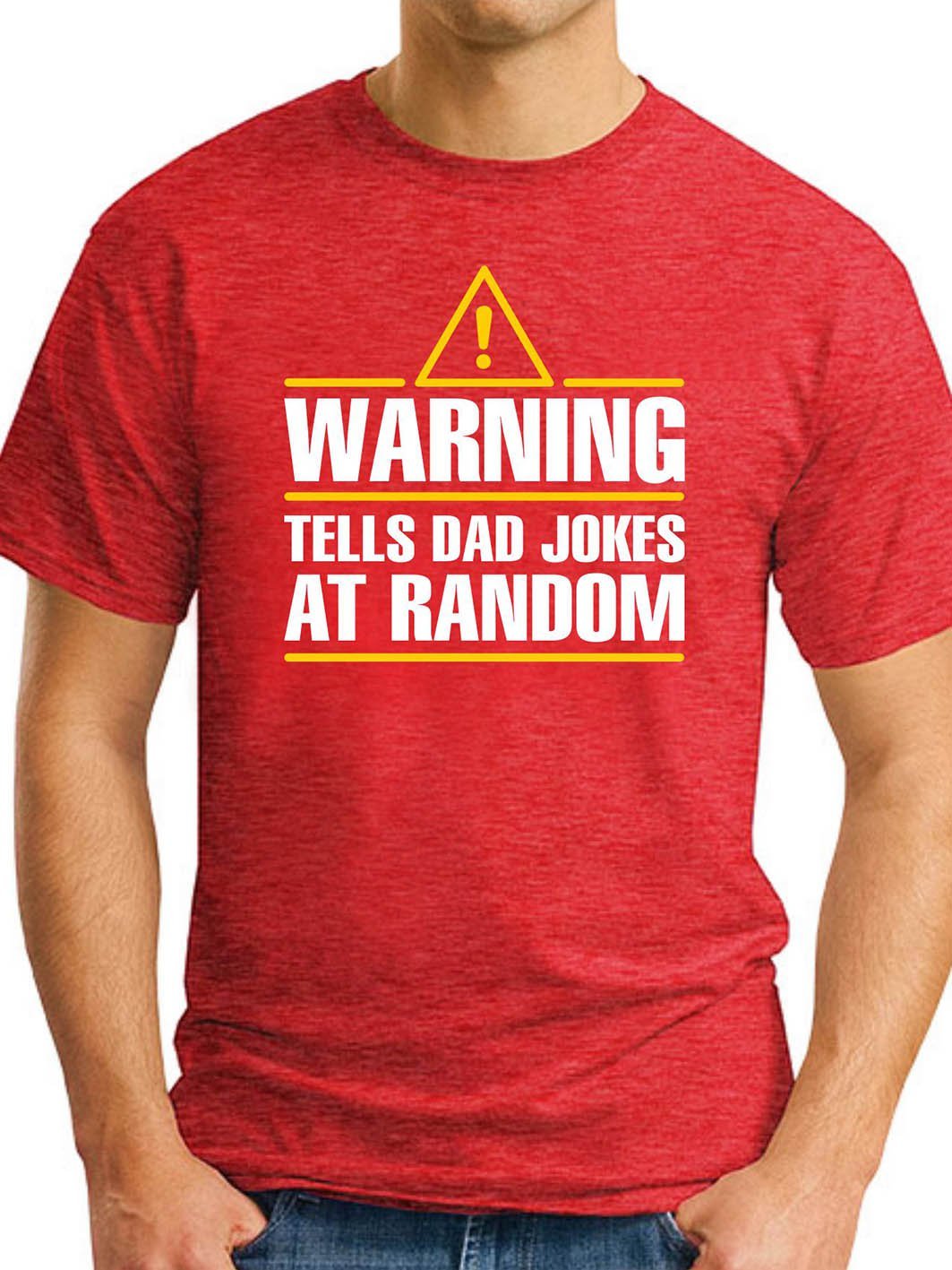 Warning Tells Dad Jokes At Random Men's round neck T-shirt