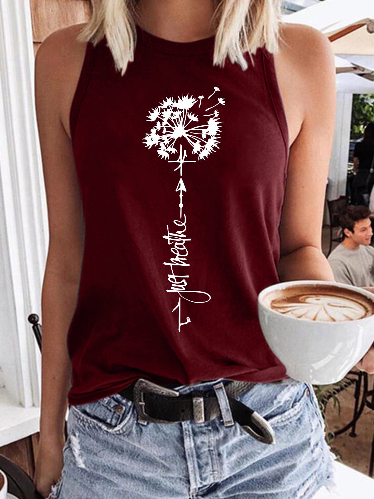 Dandelion Just Breathe Women's Sleeveless T-Shirt