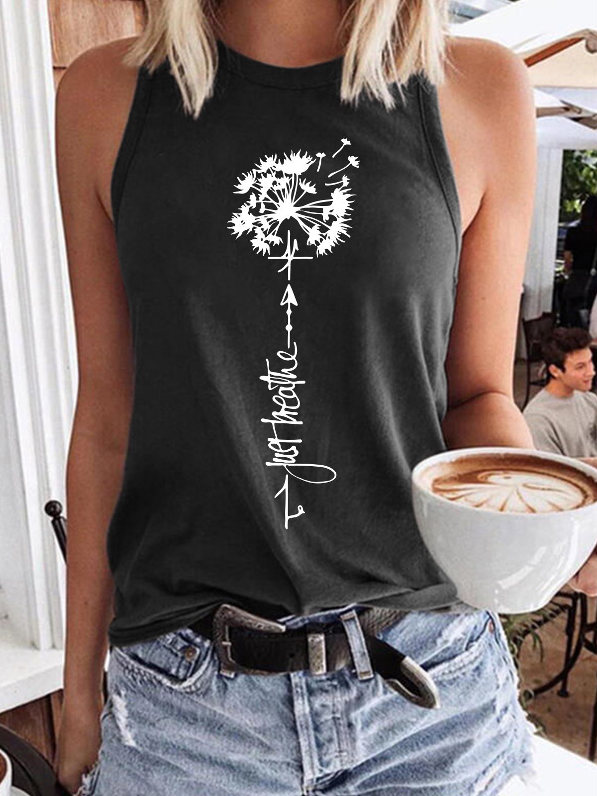 Dandelion Just Breathe Women's Sleeveless T-Shirt