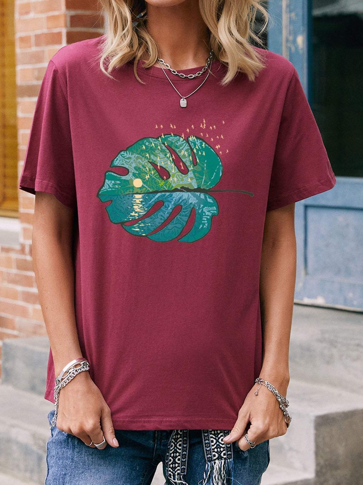 Tropical Leafscape Graphic Short Sleeve Tee