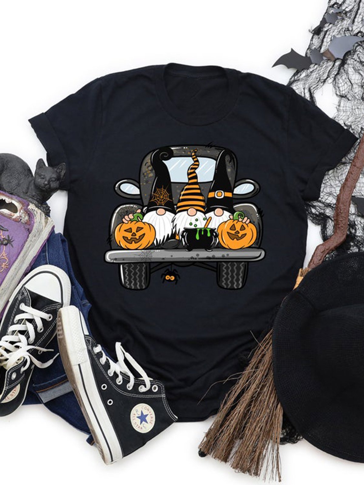 Halloween Gnomes Casual Cotton-Blend Tshirts