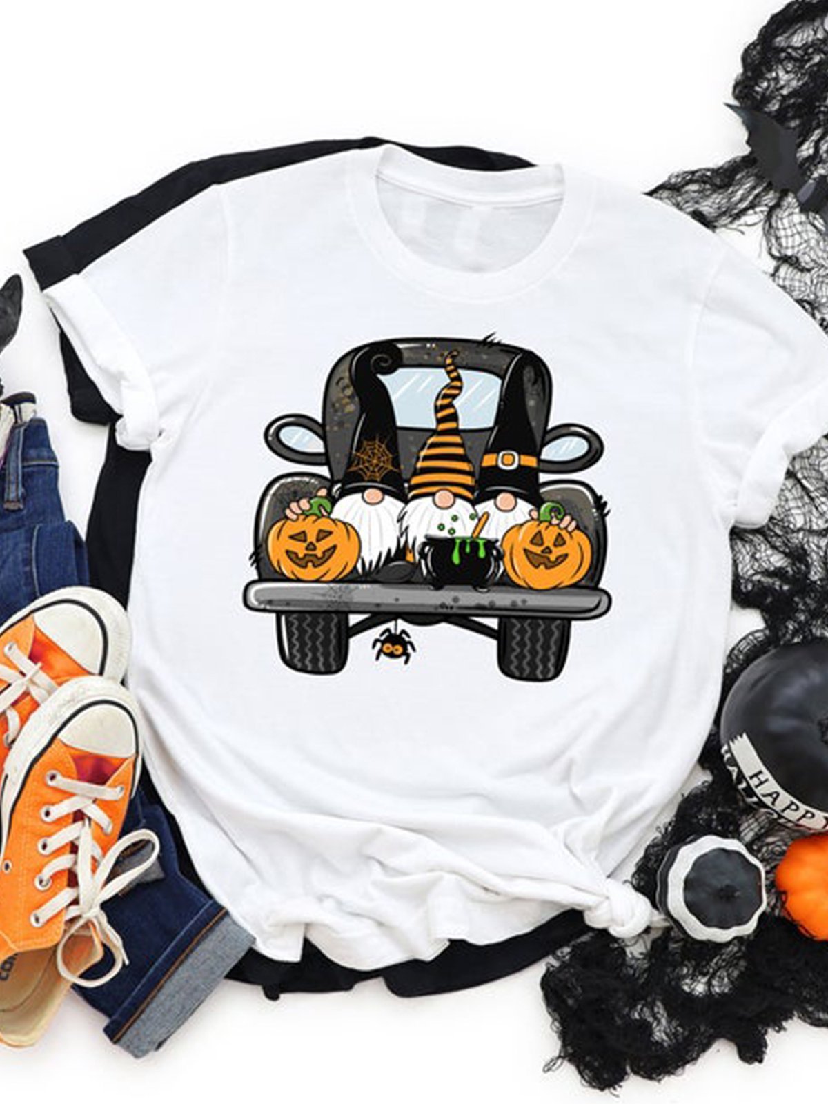 Halloween Gnomes Casual Cotton-Blend Tshirts