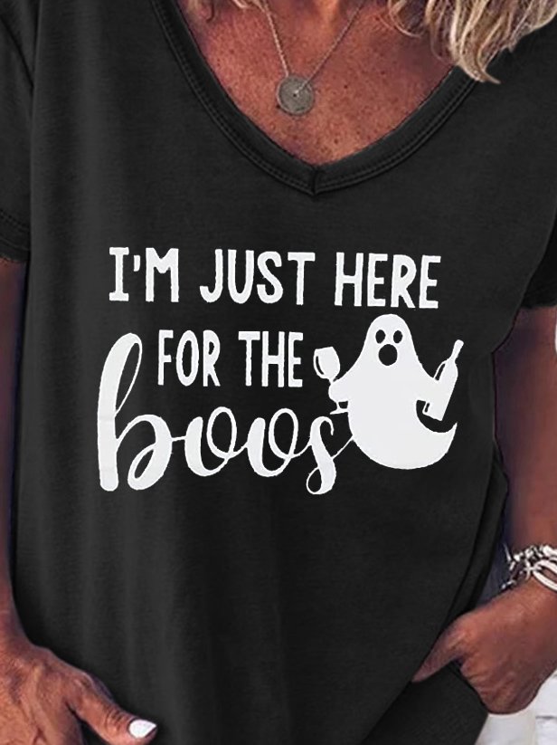 I'm just here for the boos. V-neck short-sleeved cotton-blend T-shirt