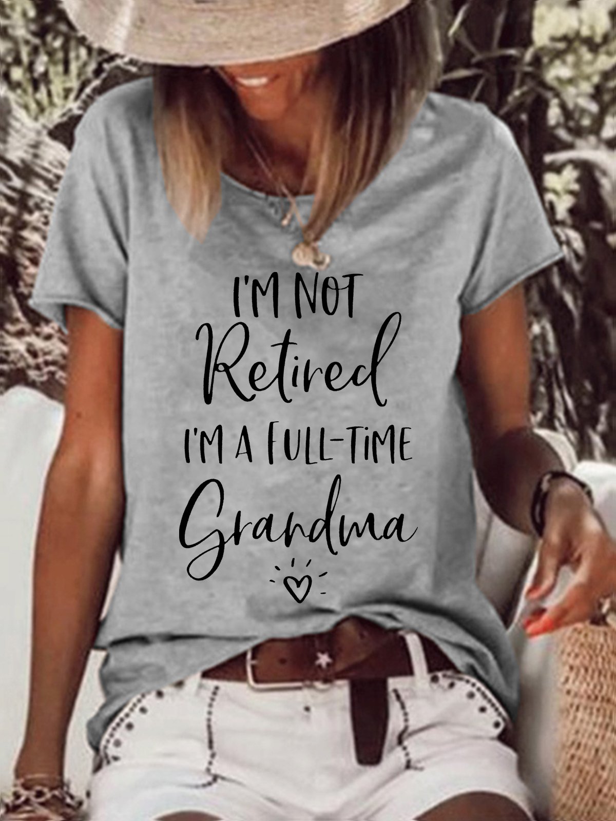 I 'M Not Retired I 'M A Full-Time Grandma Long Sleeve Shift Cotton-Blend Shirts