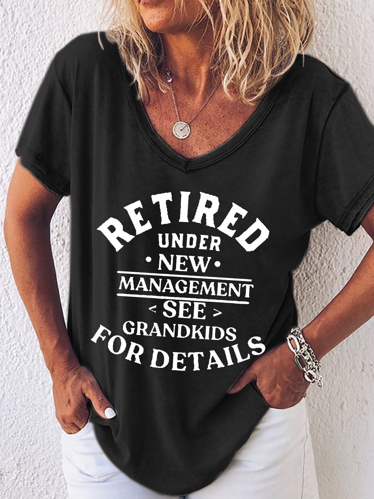 Retired Under New Management See Grandkids For Details Funny Words Shirts