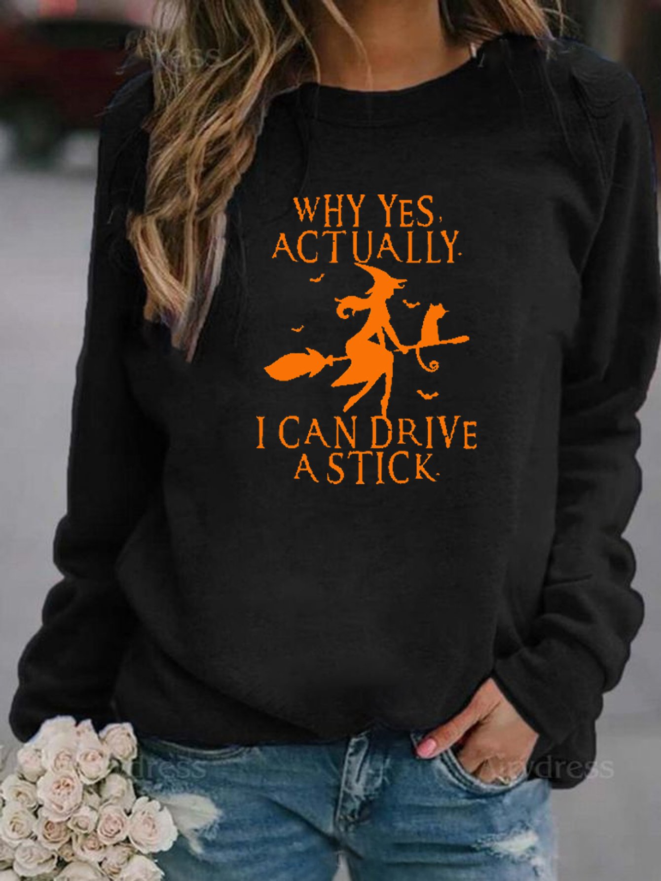 Women's Halloween Yes I Can Drive Stick Casual Sweatshirt