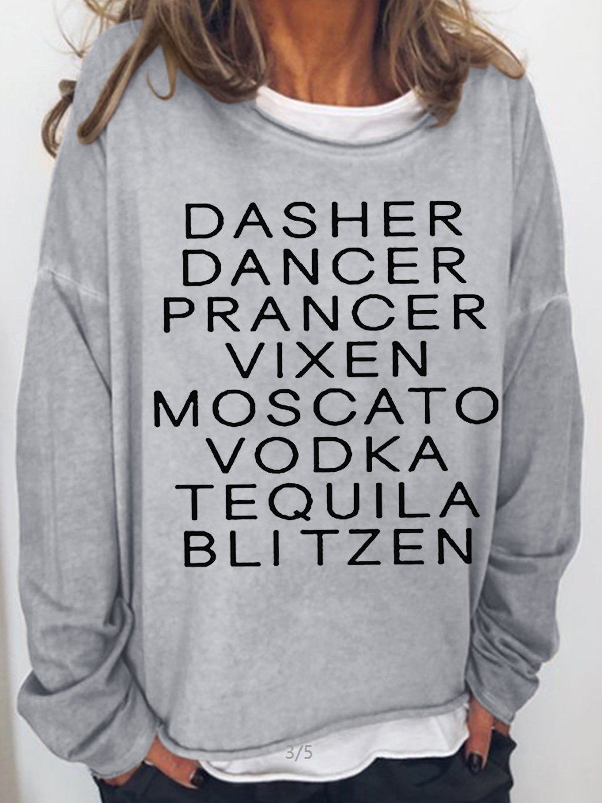 Women's Dasher Dancer Women's Funny Drinking Christmas Casual Sweatshirt