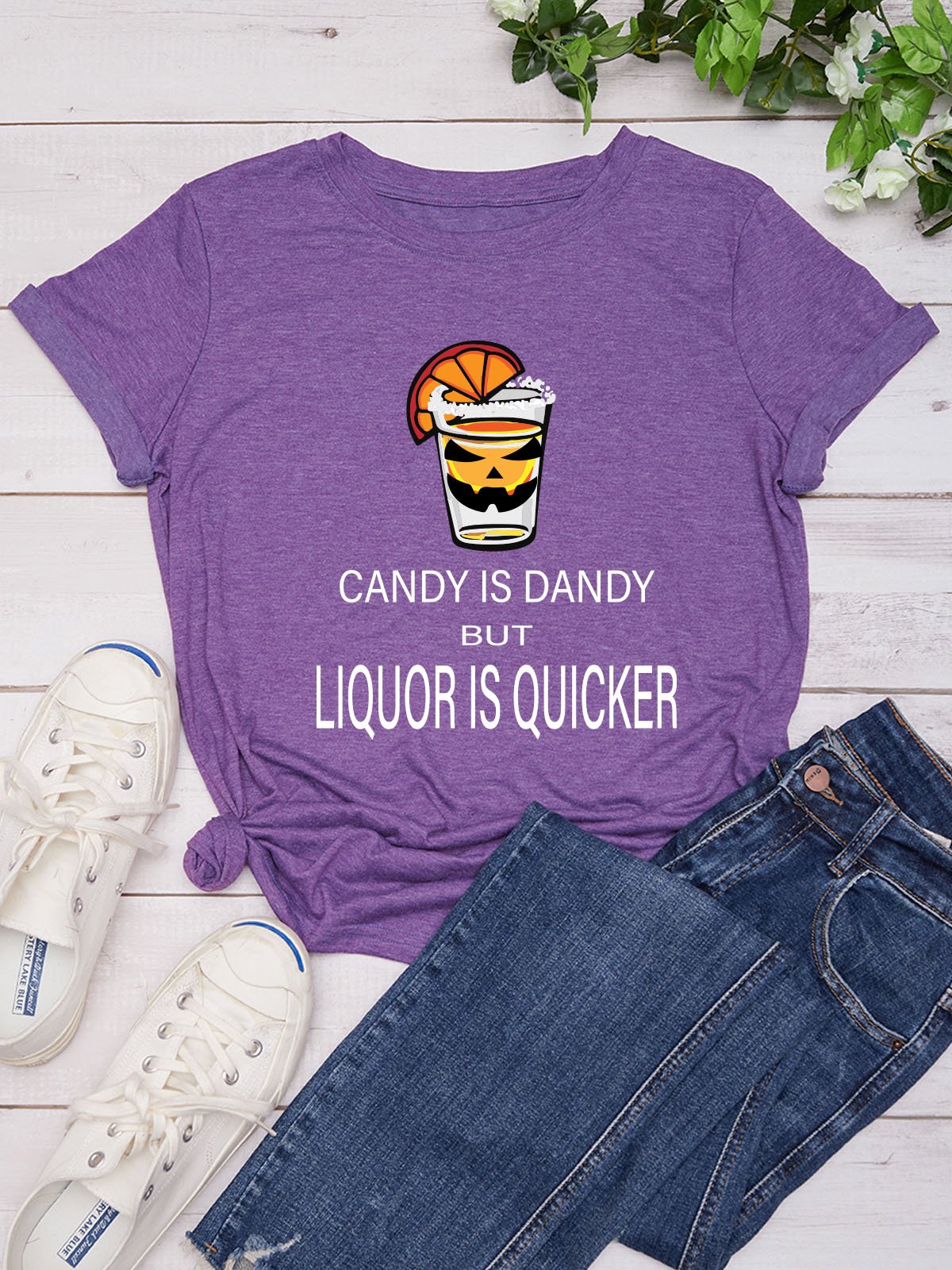 Candy Is Dandy Liquor Is Quicker Halloween Regular Fit Casual T-shirt