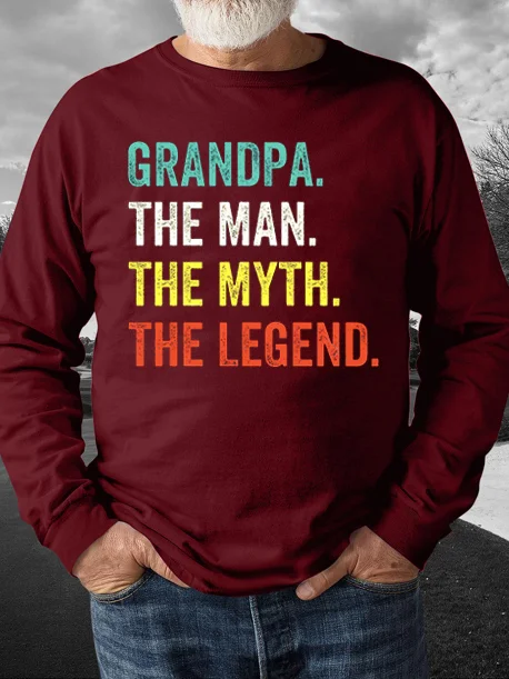 Grandpa funny letter print round neck long sleeve sweatshirt