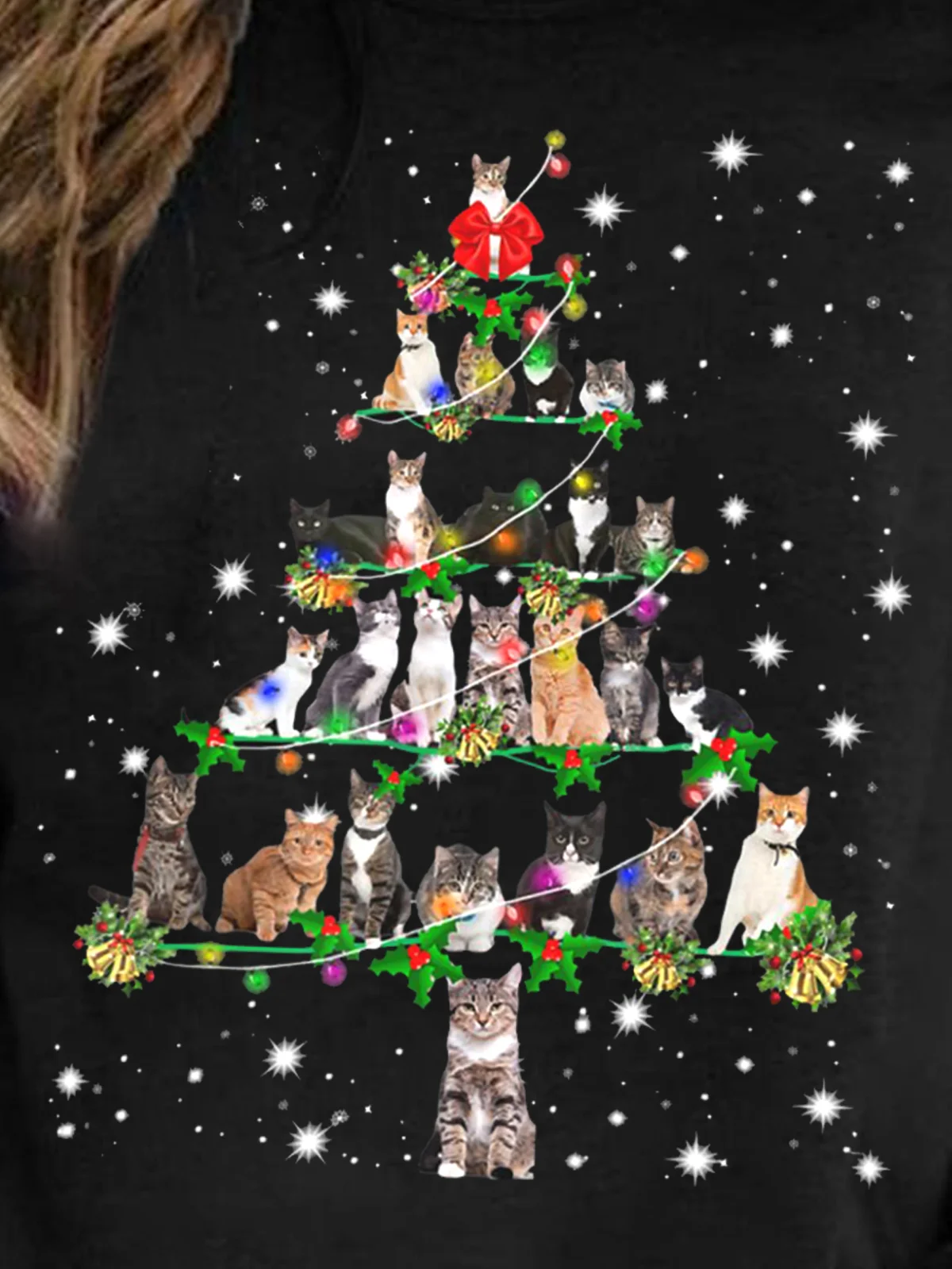 Women's Funny Cats Christmas Tree Casual Sweatshirt