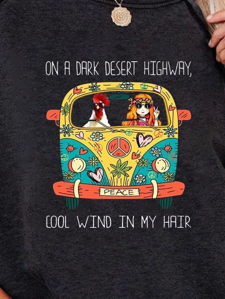 Cool Wind In My Hair Round Neck Sweatershirt