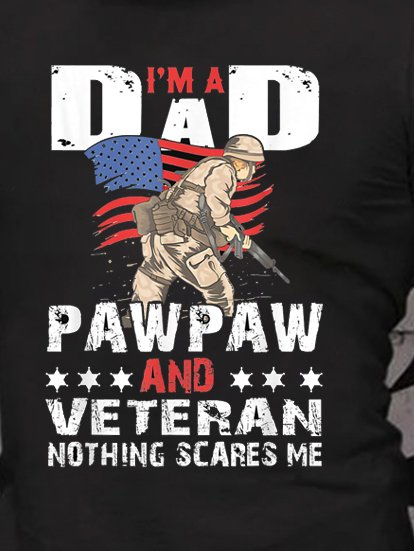 I Am A Father And Veteran Print T-shirt