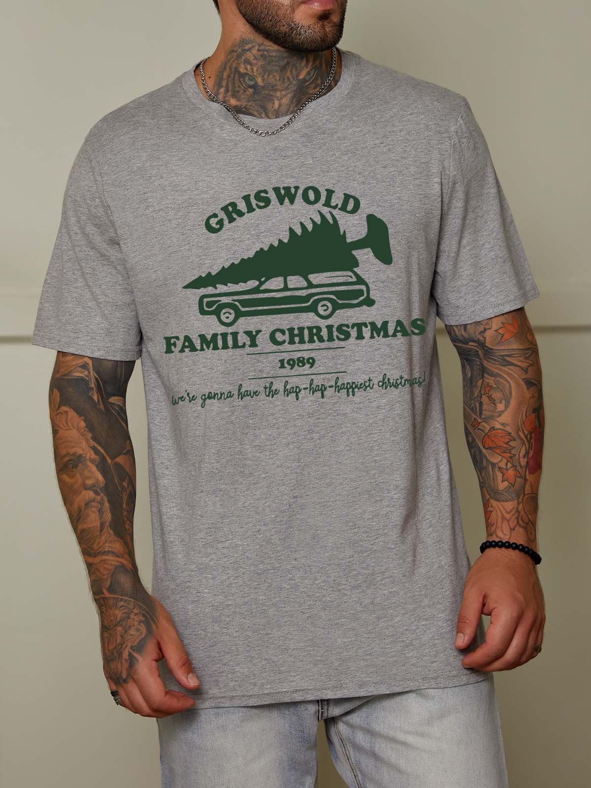 Griswold Family Christmas 1989 Short Sleeve Crew Neck Cotton Blends T-shirt