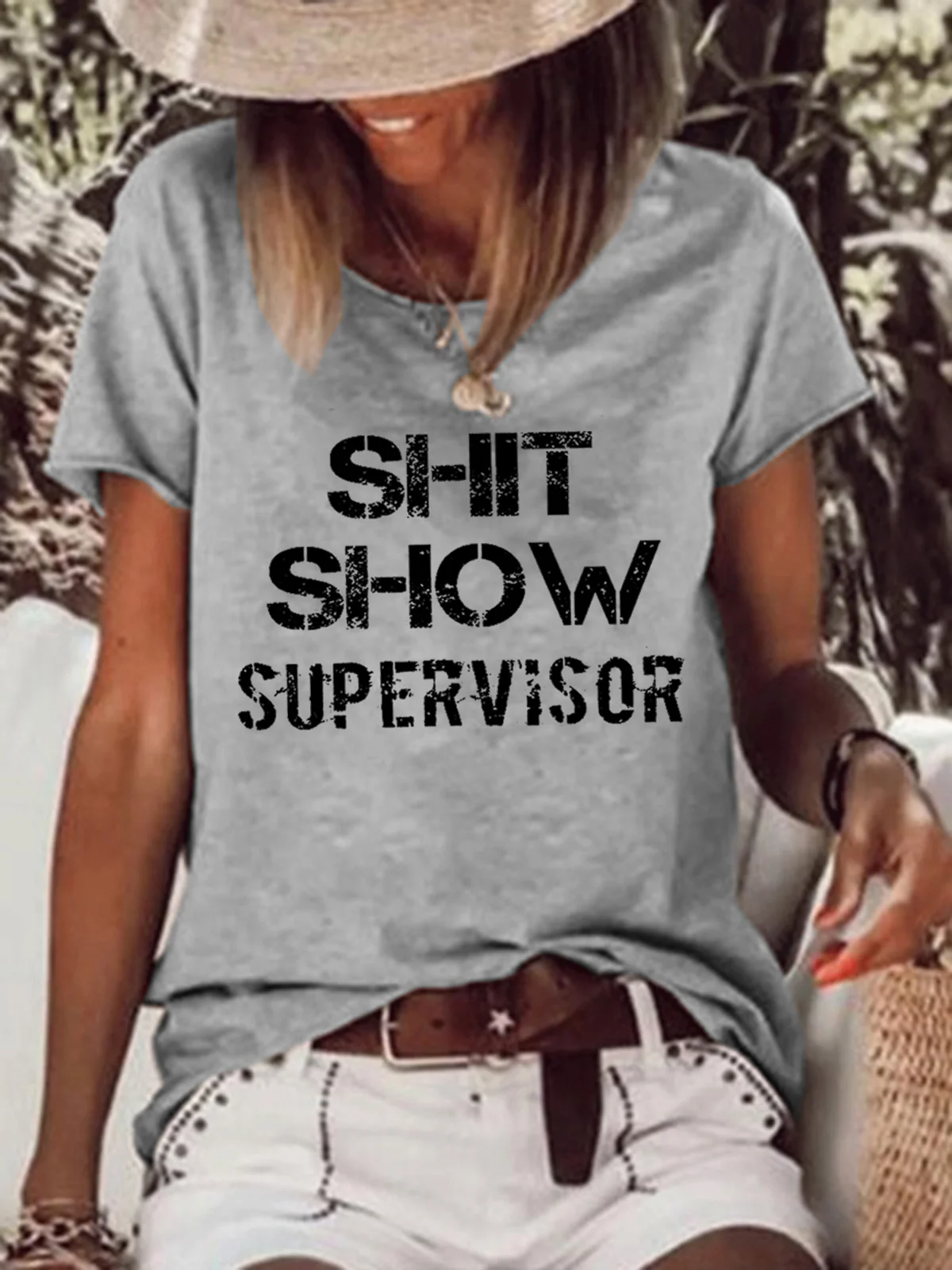 shitshow Letter Crew Neck Loosen T-shirt