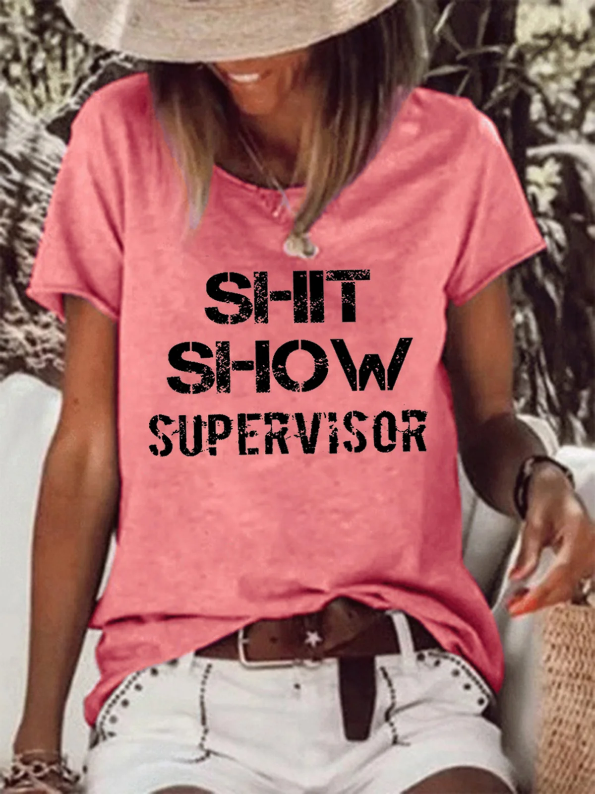 shitshow Letter Crew Neck Loosen T-shirt