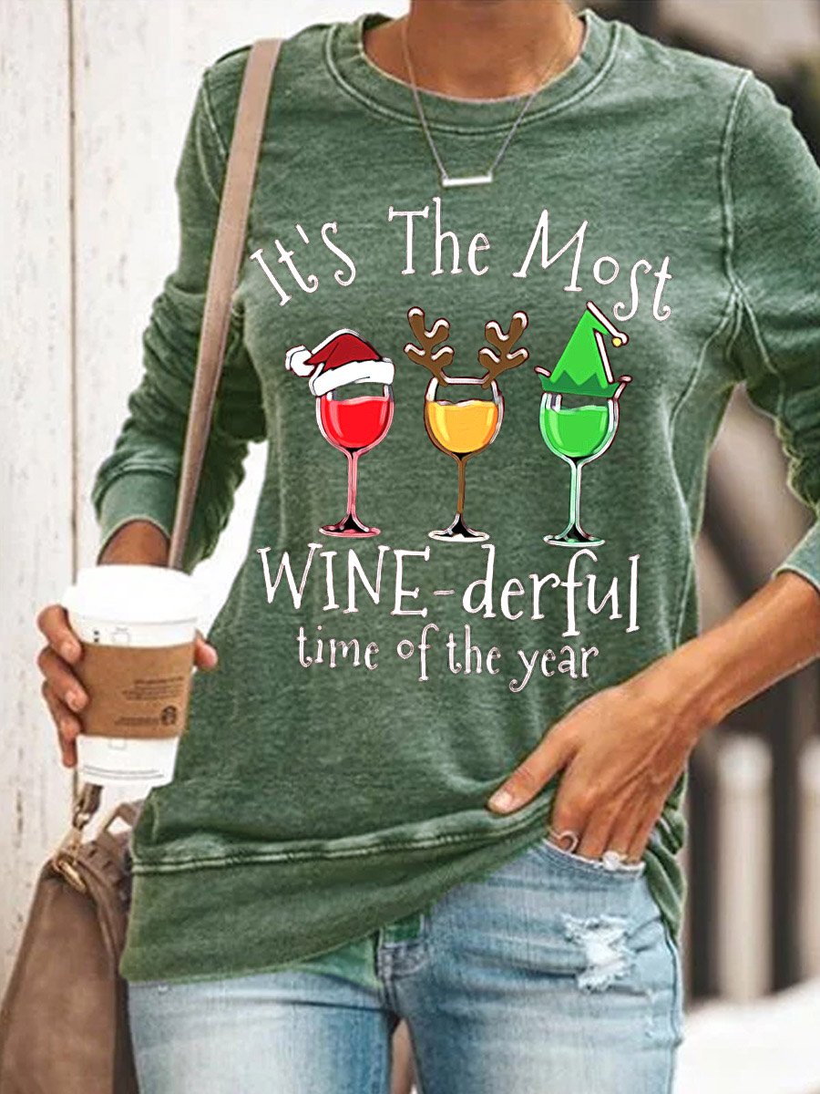 Its The Most Wine Derful Time Of The Year Xmas Christmas Gift Letter Sweatshirts