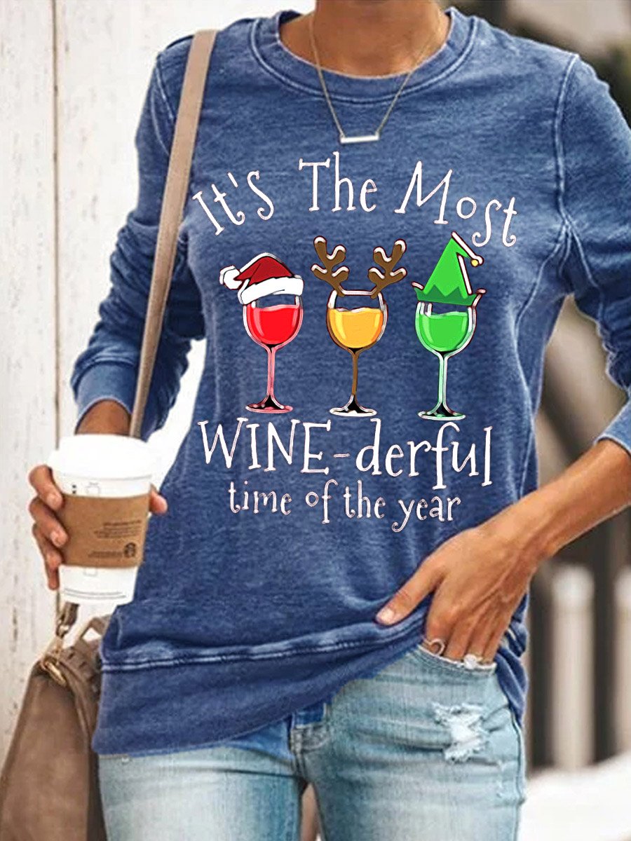 Its The Most Wine Derful Time Of The Year Xmas Christmas Gift Letter Sweatshirts