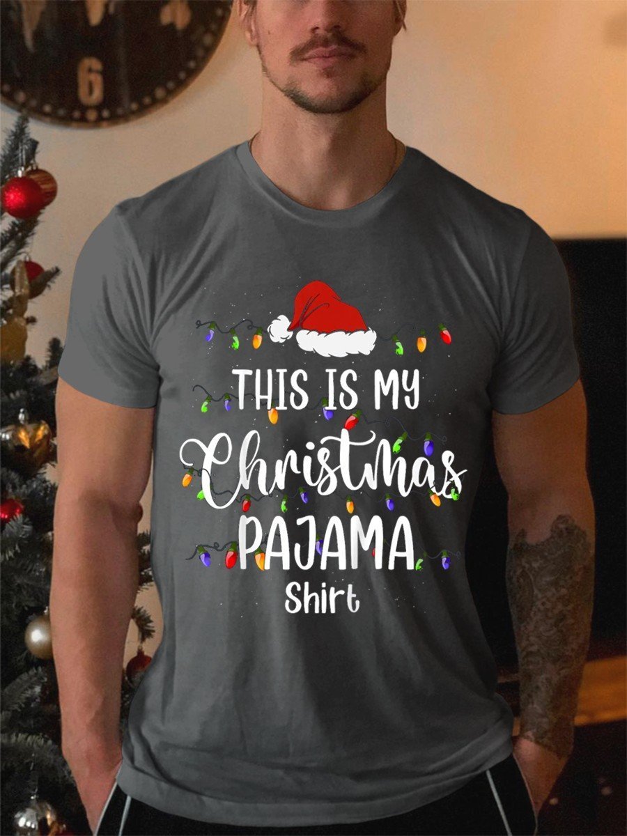 Men's This Is My Christmas Pajama Short Sleeve Cotton Shirts & Tops