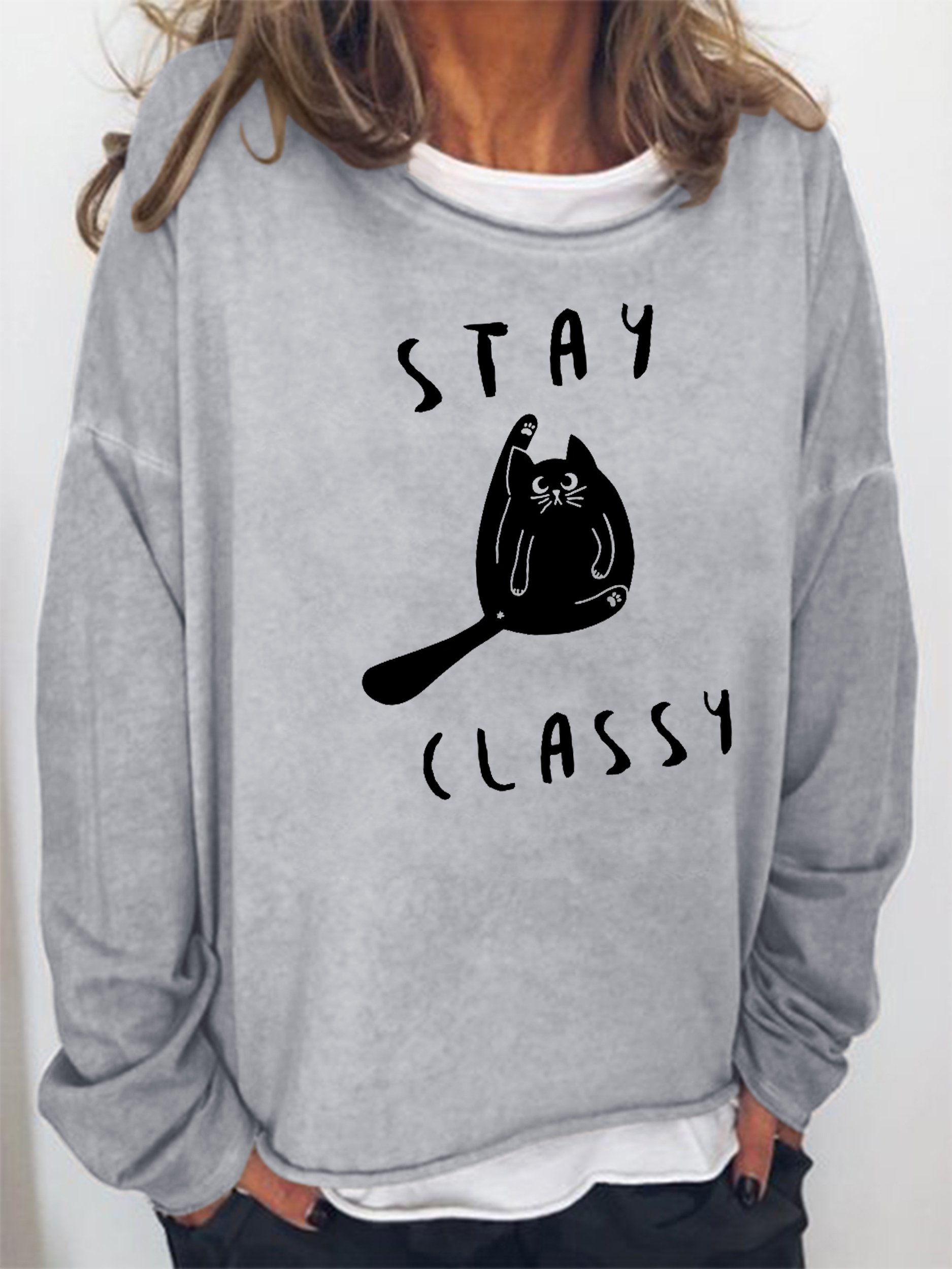 Funny Cat Stay Classy Sweatshirts