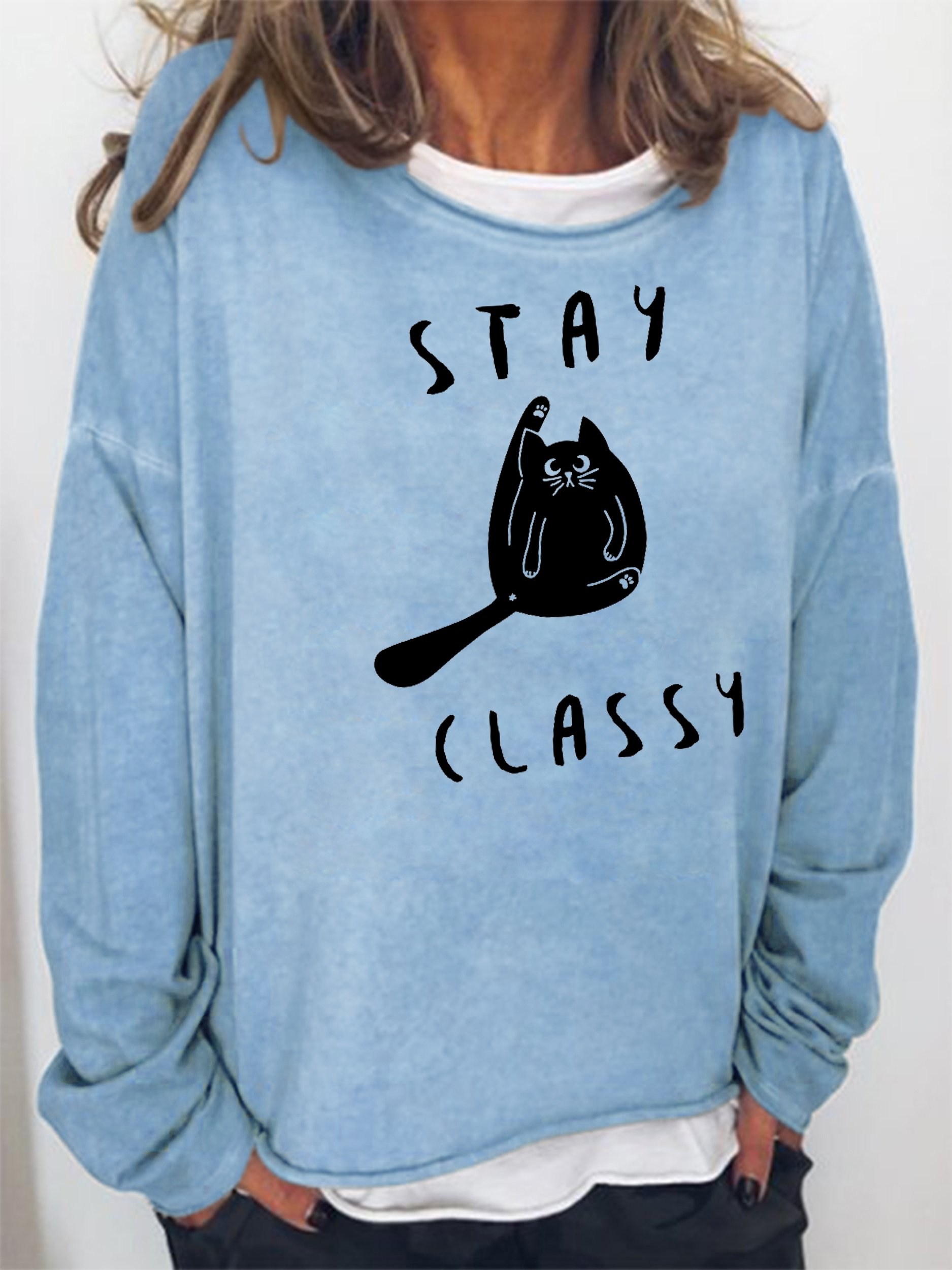 Funny Cat Stay Classy Sweatshirts