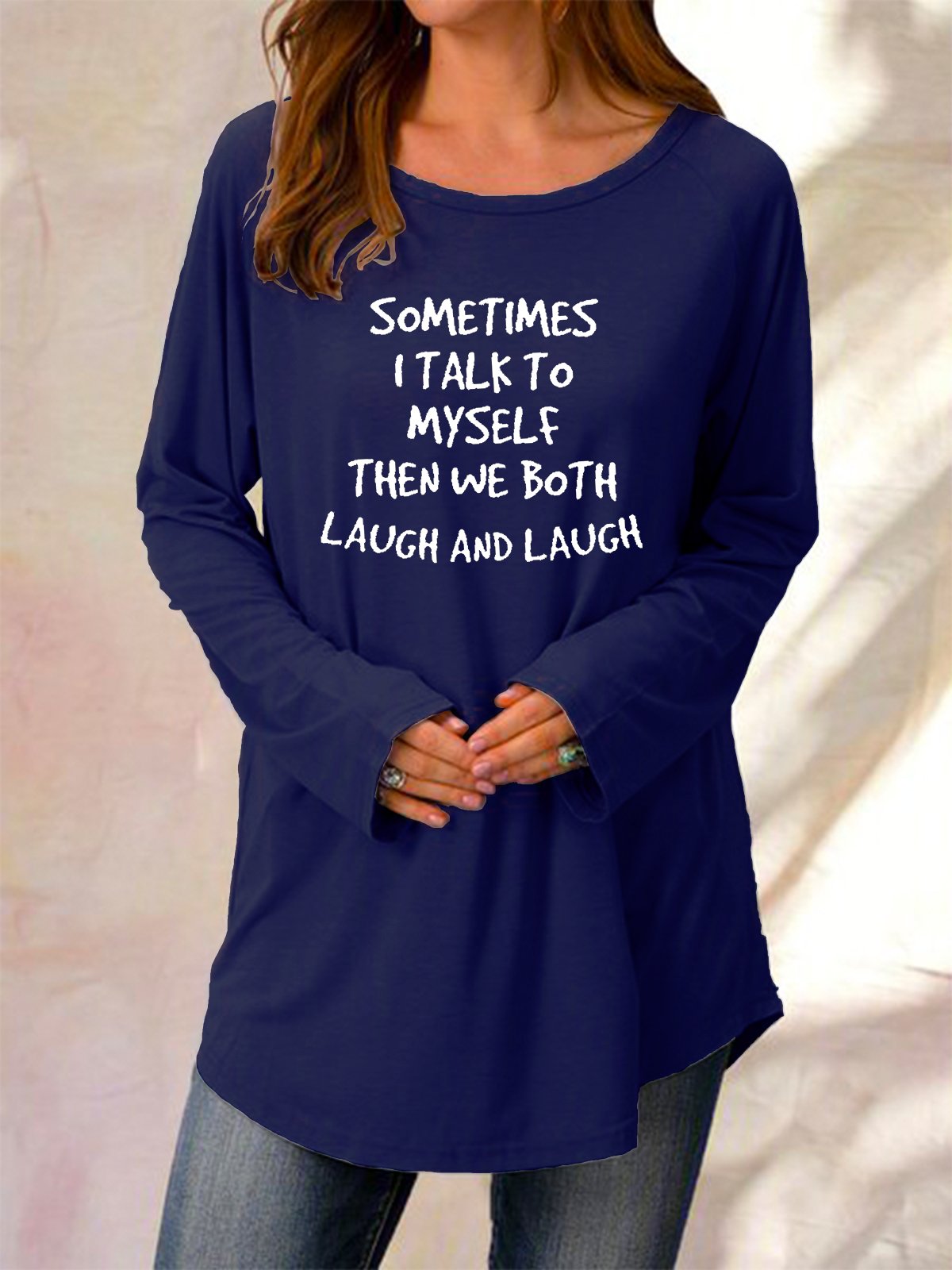 Sometimes I Talk To Myself Both Laugh Casual Letter Knitting Dress