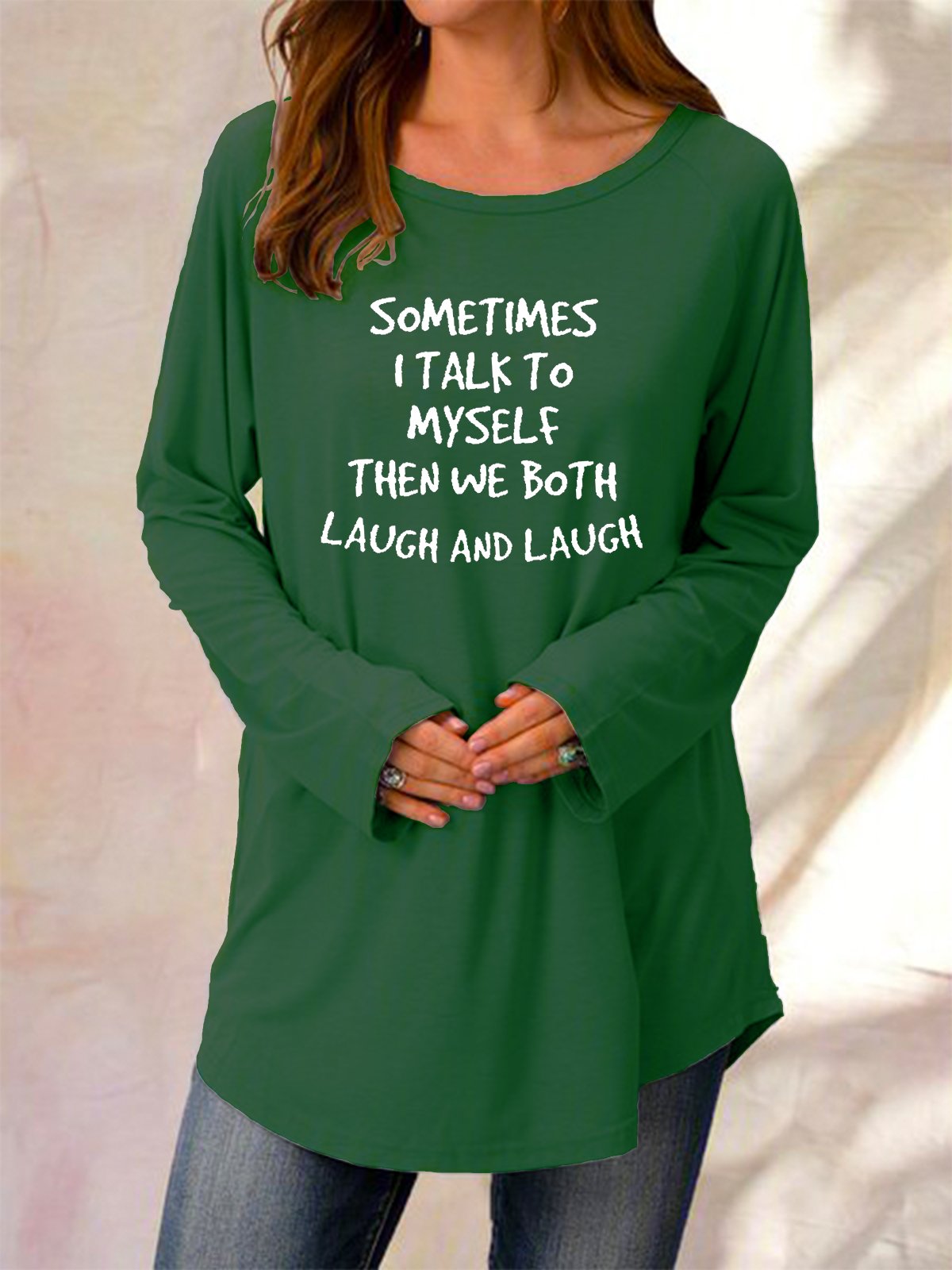 Sometimes I Talk To Myself Both Laugh Casual Letter Knitting Dress