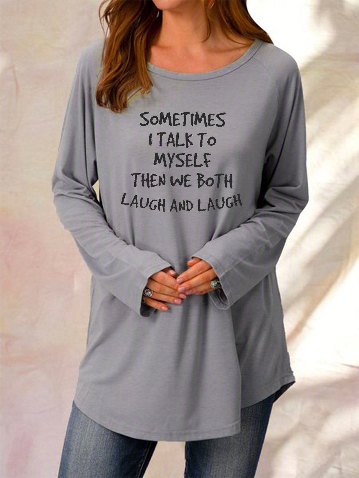 Sometimes I Talk To Myself Both Laugh Casual Letter Knitting Dress